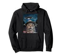 Encuentro OVNI Gato Sorprendido Divertido Raro Sudadera con Capucha