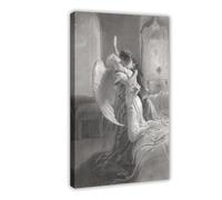 Encuentro romántico - Angel Kiss de Mihaly Von Zichy Póster decorativo para pared, bar, restaurante, garaje, cafetería, marco de regalo, 40,6 x 60 cm