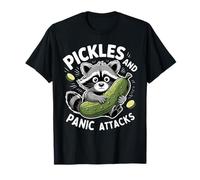 Encurtidos Y Ataques De Pánico Salud Mental Retro Mapache Camiseta