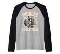 Encurtidos Y Ataques De Pánico Salud Mental Retro Mapache Camiseta Manga Raglan