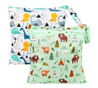 Encuryna Bolsa para pañales Wetbag, 2 unidades, para guardería, reutilizables, impermeable, para la colada, azul, Bolsillo adicional