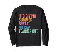 End of School It’s Giving Summer Break No Cap Teacher Out Manga Larga