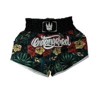 Endangered Fightwear Pantalones cortos de Muay Thai de cintura alta brillantes y coloridos para Muay Thai y boxeo, 8 diseños, Reino Unido, Floral, L
