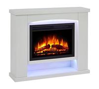 Endeavour Fires Ebberston Chimenea Eléctrica Suite 39"| Realista Efecto Llama de Fuego, Chimenea Decorativa, La Tecnología LED de Bajo Costo, Color Blanco | 27,5f. x 100an. x 83al. Cm