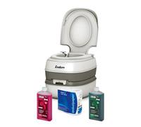 Enders Inodoro químico portátil de Camping, Starter Set Green Comfort con líquido Sanitario y Papel higiénico - Agua portátil, Inodoro de Camping, Inodoro para campistas, Inodoro químico