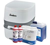 ENDERS JUEGO DE INODORO PORTÁTIL SUPREME Inodoro Supreme Starter Set BLUE 5 l Inodoro portátil plegable + ENSAN AZUL 5 l + ENSAN RINSE + 8 rollos de papel higiénico Para campistas y camping Blanco