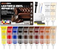 Endhokn Kit de Reparación de Cuero, 12 Colores Kit de Reparación de Vinilo para Sofás Muebles Asientos de Coche Chaquetas, Repara Arañazos Cortes Rasgaduras Agujeros Desgarros y Grietas