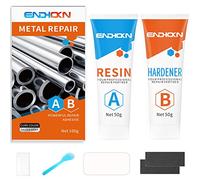Endhokn Pegamento Metal 100g, Pegamento dos Componentes Industria y Familia Fundición de Acero Metálico Unión de Grietas, Llenado de Agujeros Adhesivo Bicomponente Repara Multimaterial Gris Plateado