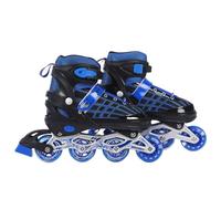 Endless EL1025 Inline Adjustable Skates Medium Size 34 EUR (UK 1.5) - 38 EUR (UK 5) for 6 to 12 Years | Blue | Aluminium Chassis and 70 mm PU Wheels | Front Wheel Flash, ABEC 7 Bearings | In-Outdoor