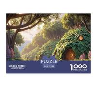 Endless Lotus Leaf Tunnel The House 1000 Piezas Papel Ecológico Rompecabezas Hobbit-Style Dwellings Liberador De Estrés Juego Familiar Puzzle para Adultos Y Niños 52x38cm/1000pcs