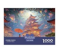 Endless Lotus Pond 1000 Piezas Papel Premium Rompecabezas Lantern Festival Landscape Meditativo Jigsaw Regalo Niños 52x38cm/1000pcs