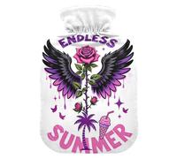 Endless Summer Rose Wings - Botella de agua caliente floral con cubierta suave, botella de agua caliente de 2 L para cama para terapias frías y calientes