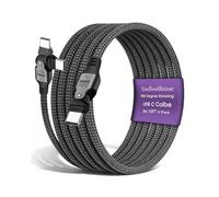EndlesShine Cable USB C de 240 W, rotación de 180 grados, 3 m PD 3.1, cable de carga rápida USB C a USB C, cable de nailon USB C para iPhone, Samsung Galaxy S25/S24, dispositivos MacBook tipo C (negro