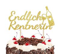 Endlich Rentner Cake Topper,Pension Jubilación Deko Gold,Cupcake Topper Papier,Torten Dekoration Glitzer,Happy Retirement Party für Frauen Männer,Deko Peneintritt Rentnern Tortendeko