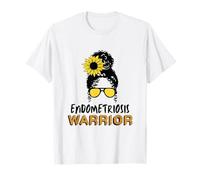 Endometriosis Warrior Women Messy Bun Girasol Leopardo Camiseta