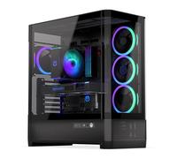 ENDORFY Aquarius 8000 Corona, ATX Fishtank Carcasa para tanque, diseño panorámico de cristal, AIO hasta 420 mm, enfriador de CPU de hasta 179 mm, 4 ventiladores Corona 120 ARGB, USB-C 10 Gbps, GPU