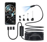 Endoscopio 5m para Móvil, Cámara Endoscópica 1920x1080 HD con Lente 360° y 8 LED, Cámara de Inspección Tuberías Impermeable IP67, Boroscopio USB Tipo C/Lightning Directo sin WiFi para iOS/Android