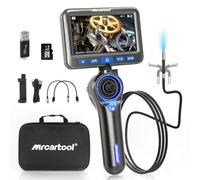 Endoscopio articulado 4 vías 360°,cámara de inspección con monitor de 5" luz, cámara endoscópica con sonda flexible delgada de 6,2 mm y zoom 1-8x endoscopio,pantalla HD desmontable para motor tuberías
