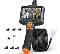 Endoscopio Cámara de Inspección, AOPICK 4.3'' Pantalla IPS 1080P HD Camara Inspeccion Tuberias con 8 Luces LED, IP67 Boroscopio Camara Endoscopica, Cable Semi-Rígido 5M, Herramientas Taller Mecanico