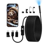 Endoscopio Cámara de Inspección, Camara Inspeccion para Tuberias, Endoscopio 1920P HD IP67 Lente con 8 Luces LED Ajustables, para Android y iOS, (5M, No Necesita WiFi)