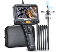 Endoscopio de Doble Lente, SKYBASIC 360° Giratorio Endoscopio Cámara de Inspección 5.0 Pulgadas Pantalla IPS Cámara Endoscópica Industrial 8+1 Light 32G TF Carta Endoscopio de Cable Semirrígido-1.5M