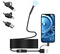 Endoscopio USB Portátil 3 en 1, Cámara de Inspección con Endoscopio Led, Teléfonos Android Universal Puerto USB/C, Lente Impermeable 3,9 mm, para Reparación de Electrodomésticos Y Vehículos (5m)