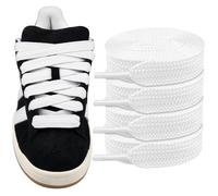 Endoto 2 Pares Cordones para Adidas Campus 00s Zapatos, 16mm de ancho Agujetas Cordón de Repuesto planos y gruesos para zapatillas Shoelaces Laces - Blanco, 54 pulgadas