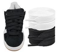 Endoto 2 Pares Cordones para Adidas Campus 00s Zapatos, 16mm de ancho Agujetas Cordón de Repuesto planos y gruesos para zapatillas Shoelaces Laces - Negro y Blanco, 36 pulgadas