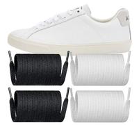 Endoto 2 Pares Cordones planos de repuesto para VEJA Esplar/Campo/V-10/V-12/V-15/Rio Branco/SDU/Urca/Minotaur/Venturi/Nova zapatillas(Black&White,56Inch)