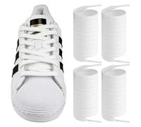 Endoto 2 Pares Cordones Planos para Adidas Superstars Grand Court Zapatillas, Repuesto Gruesos Cordon Laces (Blanco, 60 pulgadas)