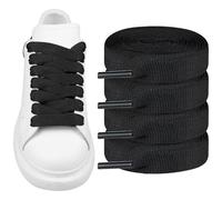 Endoto 2 Pares Cordones Planos para Alexander McQueen Oversized Zapatillas, Repuesto Cordón Laces para Zapatos (Negro, 55 pulgadas)