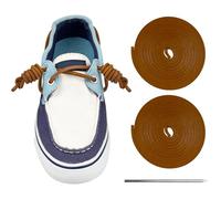 Endoto Cordones de Cuero para Sperry Zapatos, Repuesto Leather Cordon Laces para Topsider Duck Mocasines Nauticos - Marrón Dorado, 45 pulgadas