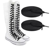 Endoto Cordones Largos para Converse Hasta la Rodilla Zapatillas, Repuesto Cordón Planos de 8mm Laces para Chuck Taylor All Star Zapatos - Negro, 132 pulgadas