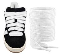 Endoto Cordones para Adidas Campus 00s Zapatos, 16mm de ancho Agujetas Cordón de Repuesto planos y gruesos para zapatillas Shoelaces Laces - Blanco, 45 pulgadas