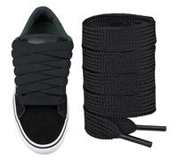 Endoto Cordones para Vans Knu Skool Zapatillas, 16MM de Ancho Repuesto Planos y Gruesos Cordón Laces - Negro, 54 pulgadas