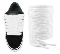 Endoto Cordones para Vans Knu Skool Zapatillas, 16MM de Ancho Repuesto Planos y Gruesos Cordón Laces - Blanco, 45 pulgadas