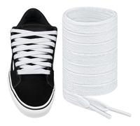 Endoto Cordones Planos para Vans Skool Zapatillas de Skate, 10MM Repuesto Cordon Laces - Blanco, 50 pulgadas