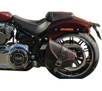 ends cuoio Alforja de Basculante para Harley Davidson Softail 2018-2020 Low Rider, Fat Bob, Fat Boy, Street Bob, Low Rider S, Slim, Breakout - Cierre magnético rápido (Costuras Rojas)