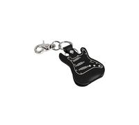 ends cuoio Funda para púa en Forma de Guitarra Eléctrica Fender o Gibson de Cuero con Llavero y Mosquetón - 100% Made in Italy (Fender Stratocaster, Negro-Plata)