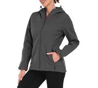EnduaReve Chaqueta softshell para mujer, impermeable, transpirable, resistente al viento, con capucha forrada, para senderismo al aire libre, gris, XXL
