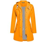 EnduaReve Chubasquero largo para mujer, impermeable, transpirable, chaqueta de entretiempo con capucha, chaqueta para exteriores, amarillo, S