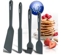 endusor Espátulas de silicona para preparar tortitas, huevos fritos, crepes | Juego de 4 piezas | Apto para lavavajillas + resistente 320°C | Ideal para la preparación de pancakes, huevos, panqueques