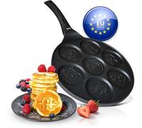 endusor Sartén tortitas y pancakes para niños con motivo animales | Sarten (26cm) con 7 hoyos y protección antiadherente | Todo tipo de cocinas e inducción | Sartén divida para panquecas tortitas