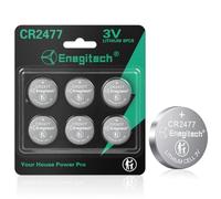 Enegitech Pilas de botón de litio CR2477 de 3 V, fuente de energía de alta capacidad para relojes, arroceras y carretes de pesca (6 unidades)