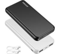 ENEGON 2 PCS Portable Charger 10000mAh Power Bank Battery Pack for Travel，USB-C Input and Output, 3 Outputs 2 Inputs, Slim Portable Charger, Flight-Safe，2 Cables