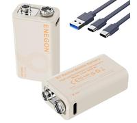 ENEGON 9V Pack 2 Baterías Litio Recargables 3,7Wh 1000mAh Carga Tipo-C