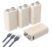 ENEGON 9V Pack4 baterías Litio recarg 3,7Wh 1000mAh Carga rapida Tipo-C