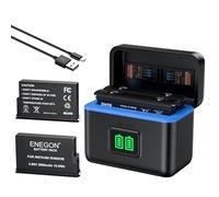 ENEGON Batería Insta 360 X5 Set, Capacidad - 2800 mAh, 2 Unidades por Set, Equipado con un práctico Cargador de Almacenamiento con Pantalla LCD
