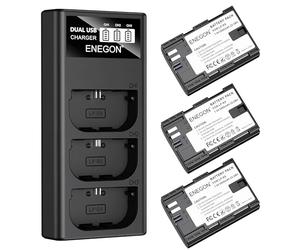 ENEGON Batería LP-E6 (3×3000mAh) Incluye Cargador de 3 Ranuras con Pantalla LCD Compatible Canon EOS 5D, EOS 5D Mark II,EOS 6D, 7D, 60D, 70D, 80D, 90D, XC10, XC15 Cámaras