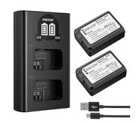 ENEGON - Batería NP-FW50 (2 x 1300 mAh) + Cargador LCD Inteligente USB de Doble Entrada - Kit de Alta Capacidad Compatible con Sony Alpha ZV-E10, A6500, A6400, A6300, A6000, A7, A7S, A7S II, A5100